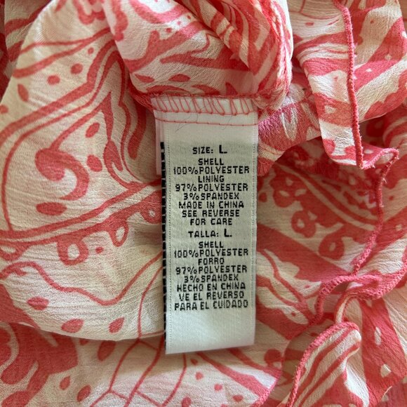 Kaelyn Max Dress Size L Peach & Cream Sequence Summer Peepholes Chest & Sleeves - Picture 13 of 16